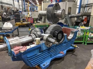 Industrial gearbox opened up for service